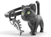 Metalmorphose Miniature 3D Metal Keychain - Black Cat, Whitehill MTM339-01