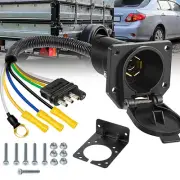 4 Flat to 7 Way Blade Trailer Tow RV 4-Way Plug Connector Adapter w/ Brake Wire