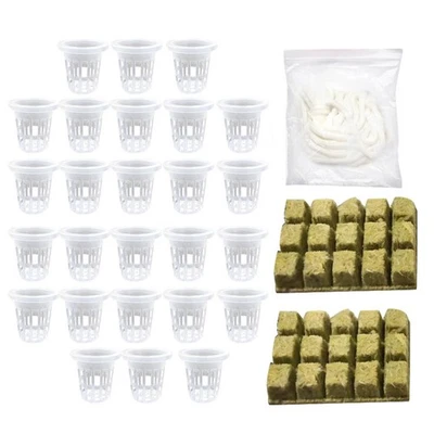 1 Set Hydroponics Wool Cubes and Net Cups Garden Soilless Culture Kit