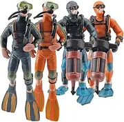 VICASKY 4Pcs Scuba Diver Figurines Scale Models People Set Mini Swimmers Figurines Plastic Scuba Diver Toy Figures for Miniature Sand Table Ocean Party Sea Cake