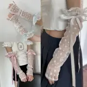 Fashion Lacy Gloves Summer Sun-Shield Cuff-Ornament Elbow Length Long Mittens