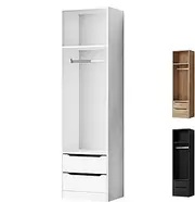[ALFORDSON] Wardrobe Cabinet - White, Compact Design with 2 Drawers & Open Shelf, Wooden Closet for Bedroom & Living Room Clothing Organization & Storage, 50.5X 40x 185cm