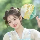 High-looking Ancient Long-handled Fan Color Printing Dance Group Fan Summer