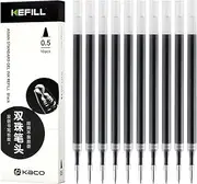 KACO Gel Pens Refill for Pens, Black Ink, Box of 10 Pieces 0.5mm Fine Point Smooth Writing Rolling Ball Pens Refill