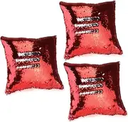 Amosfun 3pcs Changing Throw Pillow Cases Euro Decorative Pillow Covers for Couch and Sofa Pillowcase Sequins