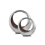 HomeRoots 8 x 16 x 16 in. Buffed & Brown Threads Anillo Bronze Ring Large 2-Tone