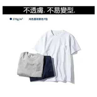 超厚磅 7.8 oz 短袖32織精梳純棉口袋素面T-shirt / 素T / 素t / 厚磅 超挺