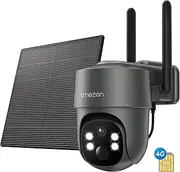 [TMEZON] 4G LTE Surveillance Security Camera Wireless Outdoor Solar Powered, 2K HD Color Night Vision, Pan Tilt 360°View Spotlight, 2-Way Talk, SIM Card & TF Card Included, PIR Motion with Solar Panel