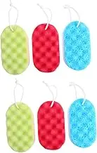 Healeved 6pcs Double-sided Bath Sponge Cleaning Supplies Gentle Exfoliating Shower Sponge for Smooth Skin Portable Lightweight Body Scrubber for Daily Use Random Color Options
