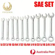 10PC Miniature Mini Combination Ring Open Wrench Spanner Set Imperial