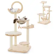 P&P Building Block Cat Tree 4-In-1 Large Wooden Cat Tower W/ Space Capsule Nest