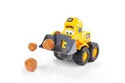 CAT Construction Toys, Front Loader Toy - Interactive Forward Back Motion, Lights Sounds, Animated Face - Batteries Play Rocks Included - Ages 2+