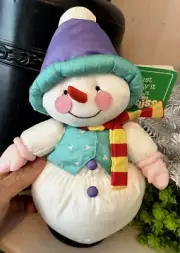 NWT Vtg 1980 RUSS BERRIE 2860 White 9" LUV PET SNOWMAN SCARF PLUSH Toy Parachute