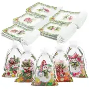 50 Pack Christmas Organza Bags 4x6 inches Christmas Mesh Drawstring Small Gift