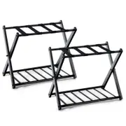 Costway Set of 2 Luggage Racks Shoe Storage Shelf Black