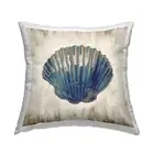 Clam Shell Rustic Pattern Outdoor Printed Throw Pillow, 18 x 18, Blue