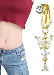 Dangle Belly Button Rings,Women Belly No Piercing Jewelry | Belly NO Piercing Jewelry for Women Fake Earrings Pendant Belly Button Good Choice Generic