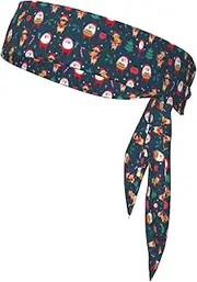 [Ghjkfbf] Santa Claus Christmas Print Sports Headband Sweat Wicking Sweatband for Men Women Running Cycling Yoga Fitness Workout