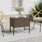 NNEVL Side Table Brown 53x37x48 cm Poly Rattan and Tempered Glass
