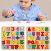 Wooden Alphabet Puzzles Numbers Count Learning Board Blocks Toddler Gnu