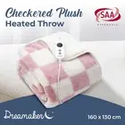 Dreamaker Checkered Plush Heated Throw Pink & Cream 160 X 130Cm