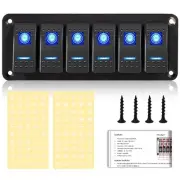 Toggle Switch Panel 6 Gang Waterproof Aluminum Switch,12V/24V Rocker Switch, ...