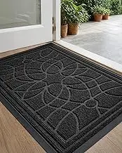 DEXI Front Door Mat, Welcome Mats Heavy Duty Durable Low Profile Outside Doormat for Entryway, Patio, Garage, High Traffic Areas, 17"X29", Black