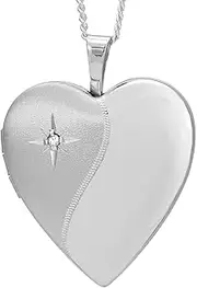 [Alexander Castle] Sterling Silver and Diamond Locket with 18" Chain & Jewellery Gift Box - Great a Woman