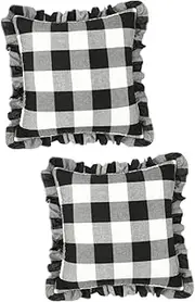 HONMEET 2pcs Stylish Pillow Case Checkered Pillow Cover Silk Pillowcases Protector for Bed Sofa Couch