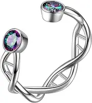 [Aurora Tears] Infinity Spiral DNA Double Helix Chemistry Science Necklaces Earrings Rings Set 925 Sterling Silver Biology Molecule Pendant Jewelry Set