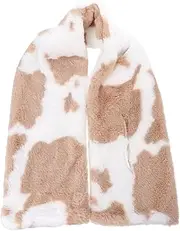 [BESTYASH] Fluffy Warm Scarf with Lovely Cow Pattern Durable Plush Shawl Cape for All Occasions Accessory for Dates Parties and Everyday Wear