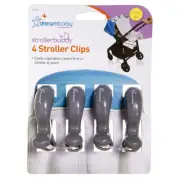4pc Dreambaby Grey Strollerbuddy Clips Attachment Blanket Peg For Pram/Stroller