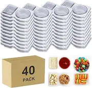 40Pcs Double Compartment Condiment Container with Lids 2 Compartment Snack Containers Reusable Snack Pack Containers Double Condiment Container for To-Go Sauce, Food Travel Snack,Sampling (Model 1)
