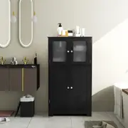 Giantex Bathroom Cabinet Toilet Storage Cupboard Organiser w/4 Doors Hallway Living Room Black