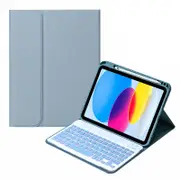 10.9 Ipad 10Th Gen 2022 Backlit Keyboard Case With Pen Slot - Bluetooth Leather