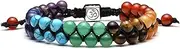 [Top Plaza] Customize Your Couple Lover His Queen Her King Bracelets - Chakra Reiki Healing Energy Crystals Yellow Tiger Eye Stone Him and Her Elastic Bracelets for Personalized Name,Message Engraving