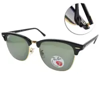 在飛比找momo購物網優惠-【RayBan 雷朋】經典百搭眉框款 太陽眼鏡(黑金-綠鏡片