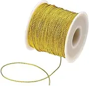 Gold Thread Metallic Tinsel String Cord 1mm Non Stretch Thread for Ornament Hanging Gift Wrapping Craft Making (Gold)