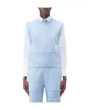 Thom Browne Double Face Knit 4-Bar Shell Top IT42,IT38 light blue