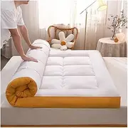 Japanese Floor Mattress, Full Size Futon Mattress, Roll Up Sleeping Pad, for Adult Boys Girls, Dormitory Mattress Pad, Multi Scene Floor Mattresses(Yellow,Queen)