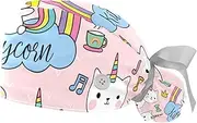 [WOSHJIUK] Working Hat 2 Pack Scrub Caps for Women,Pink Cartoon Unicorn Cat,Tie Back Cap Adjustable Scrub Hat