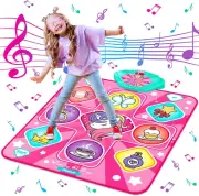 Dance Mat, Dance Mixer Rhythm Step Play Mat, Pink Dance Pad with LED Lights, Adj