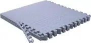 8 GRAY Exercise Mat EVA Foam Interlocking Tile Gym Floor Fitness Yoga Workout