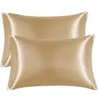 Satin Pillowcase Queen Set of 2, Silk Pillowcases Queen (20"x30") Champagne