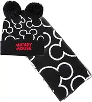 [Disney] Mickey Mouse - Mickey Silhouette Beanie & Scarf Giftset, Multicoloured, One Size