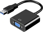USB to VGA Adapter, USB 3.0/2.0 to VGA Adapter Multi-Display Video Converter- PC Laptop Windows 7/8/8.1/10,Desktop, Laptop, PC, Monitor, Projector, HDTV, Chromebook. No Need CD Driver. (Black)