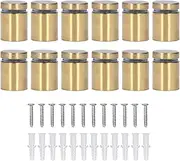 Respicefinem 12Pcs Advertising Nail Stainless Steel Electroplated Brushed Gold Sign Holder Standoff Screw Ideal for Indoor and Outdoor Billboard Installation