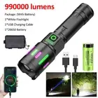990000 Lm LED Flashlight Rechargeable Strong Light Torch Lamp IPX4 for Camping