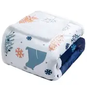 Sherpa Fleece Bed Blanket Size,Christmas Super Soft King Deep Blue Bear-2
