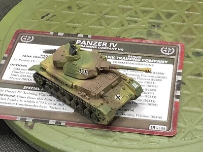 Painted Flames of War German Panzer IV Tank Training Copany HQ.w/card